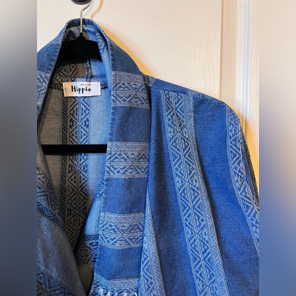 Military Hippie Boho Chic Denim Top - Picture 5 of 7